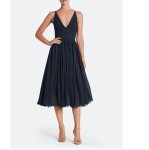 NWT‎ Dress The Population Alicia Mixed Media Midi Dress Midnight Blue (S) #0567